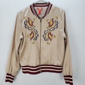 Chelsea & Violet Beige Embroidered Bomber Jacket